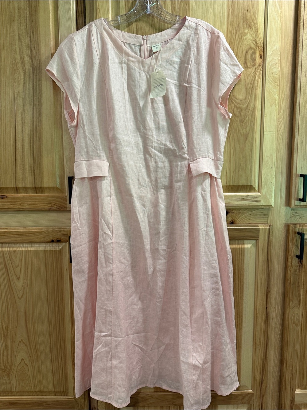 NWT Lintico Alexa Sz XL Light Pink 100% Linen Cottagecore Fit & Flare Midi Dress - Picture 3 of 13